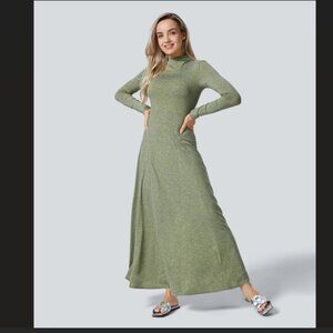 Halara Funnel Neck Long Sleeve Flare Maxi Casual Dress Size Medium